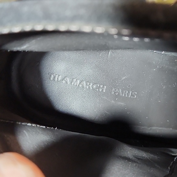 TILA MARCH PARIS Size 39 Black Suede Wedge Heel - Picture 10 of 12